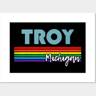 Troy Michigan Pride Shirt Troy LGBT Gift LGBTQ Supporter Tee Pride Month Rainbow Pride Parade Posters and Art